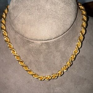 Monet Gold tone Rope Chain Necklace choker vintage